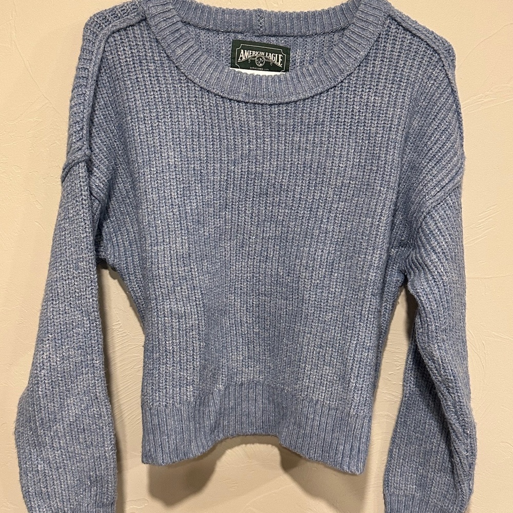 American Eagle Blue Cropped Sweater